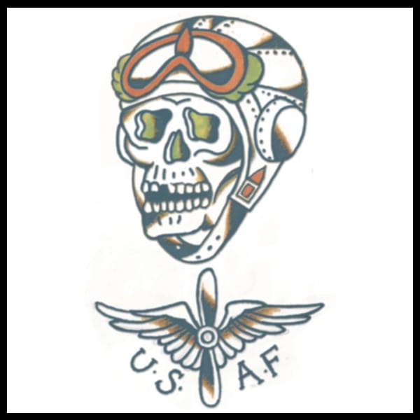 Military - USAF Skull - Temporary Tattoo - Tinsley Transfers