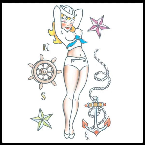 Pin Up - Sailor Girl - Temporary Tattoo - Tinsley Transfers