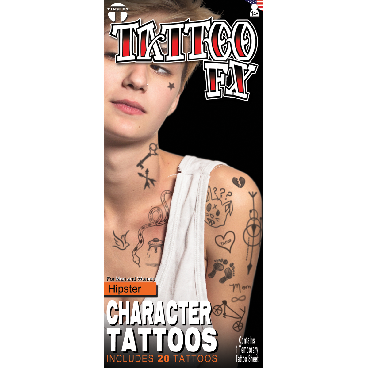 Character - Hipster - Temporary Tattoos - Tinsley Transfers